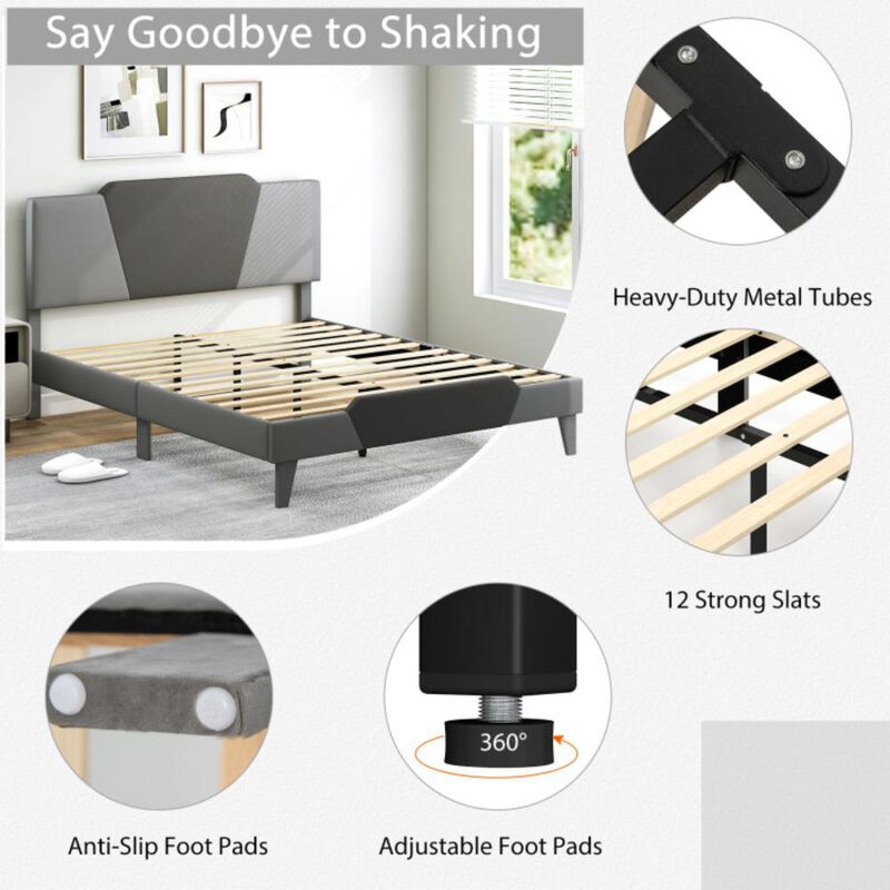 Hivvago Velvet Upholstered Bed Frame with High Headboard image number 6