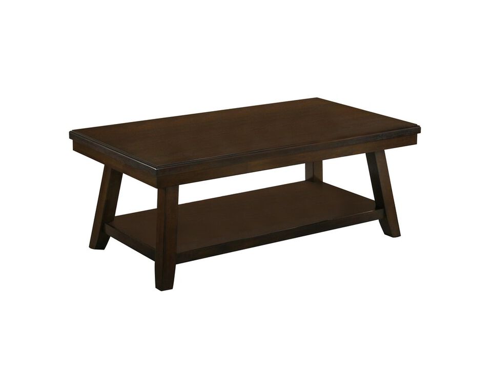 Wooden Coffee Table with One Open Shelf, Brown - Benzara