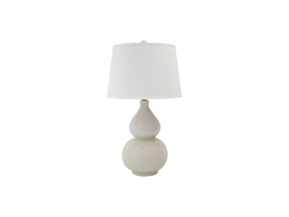 Ceramic Table Lamp – Cream Crackle Glaze, Double Gourd Base, 31" Tall