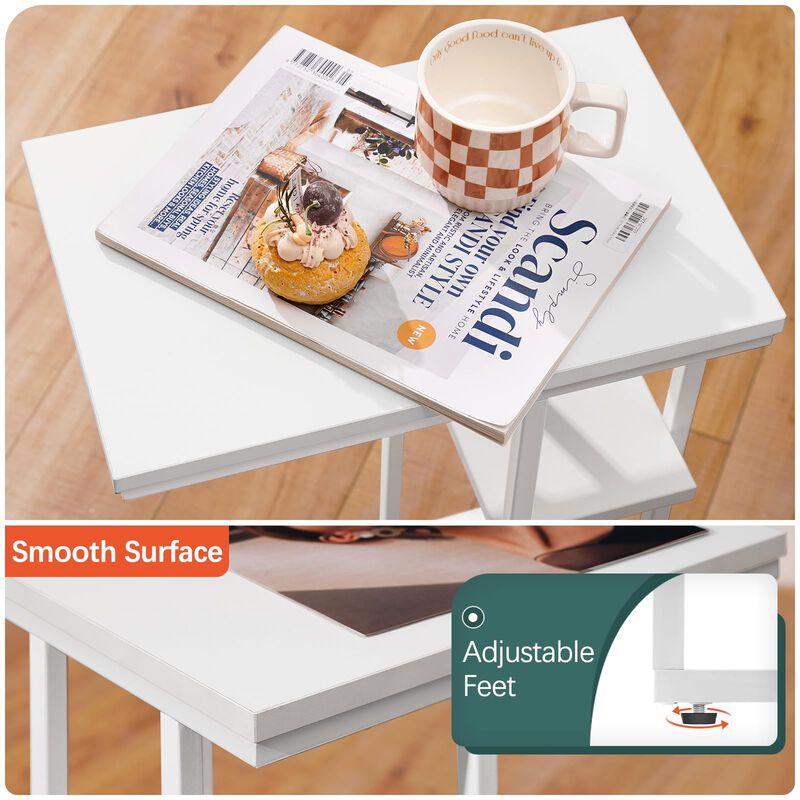 Yoobure C Shaped End Table, Side Table for Couch and Bed, Small Side Table for Small Spaces, Living Room, Bedroom, Rustic Snack