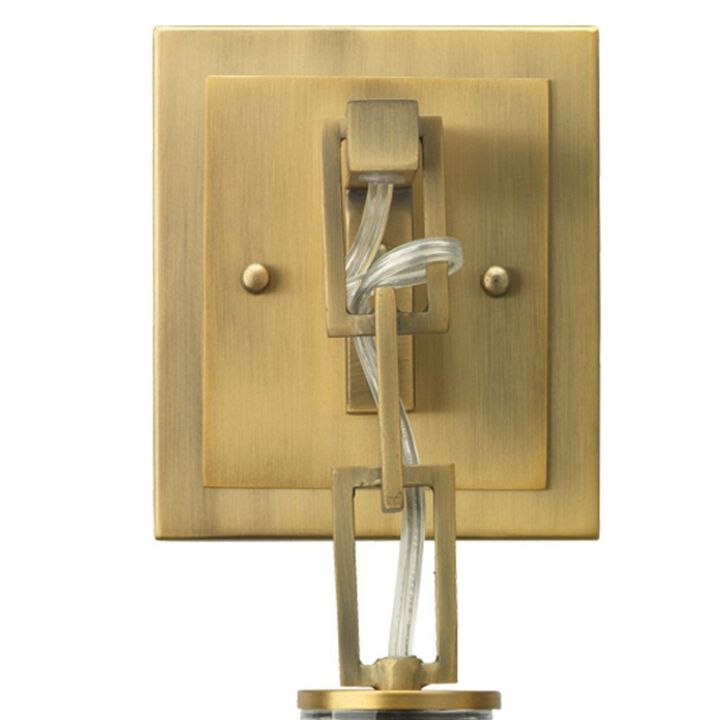 Ada 18 Inch Modern Wall Sconce, Real Blown Glass, 40W Bulb, Brass Finish - Benzara
