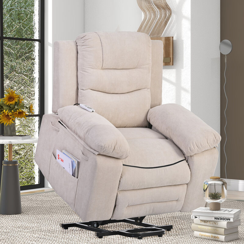 Massage Recliner,Power Lift Chair for Elderly with Adjustable Massage and Heating Function,Recliner Chair with Infinite Position and Side Pocket for Living Room