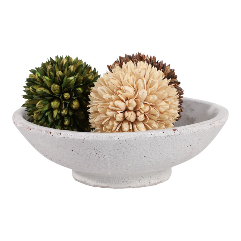12" Crackle Finish Bowl, White image number 1