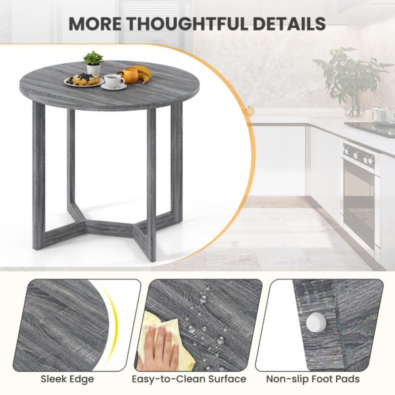 Hivvago Round Wood Dining Table for 2-4 People with Wing-shaped Pedestal Base