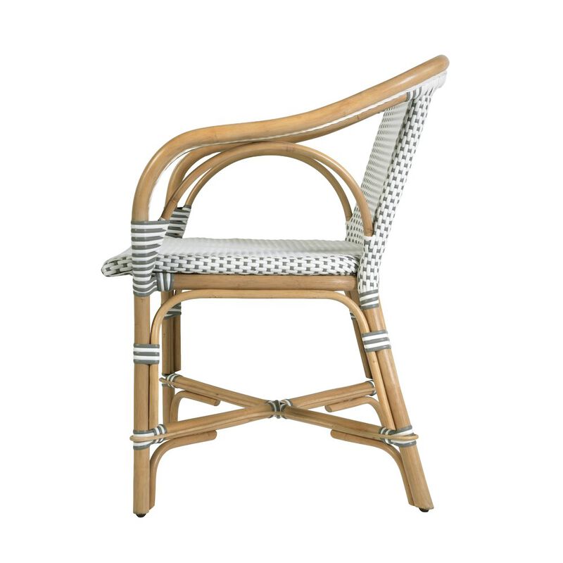 Butler Specialty Portofino 18.75 in. Seat Height Rattan Arm Chair, White and Gray image number 5