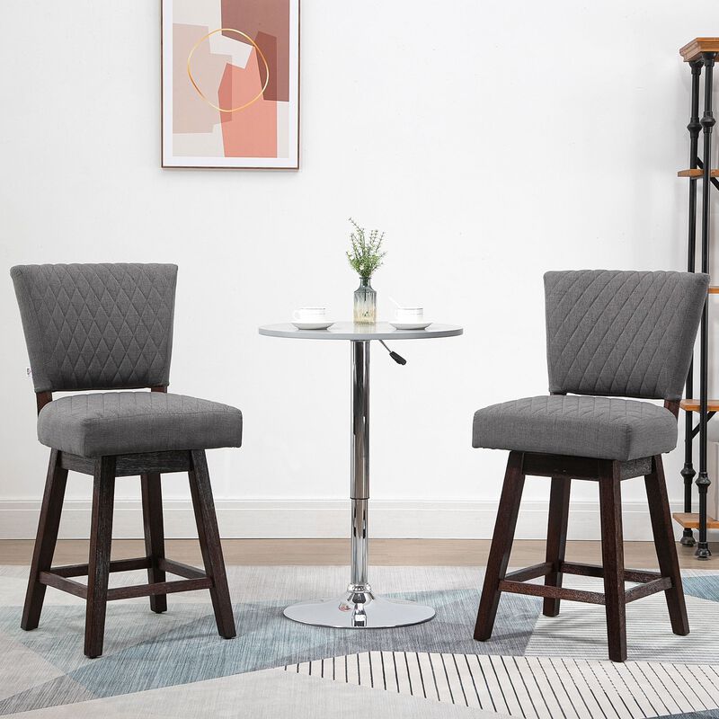 Dark Gray Kitchen Seating: Swivel Counter Stools with Wood Legs
