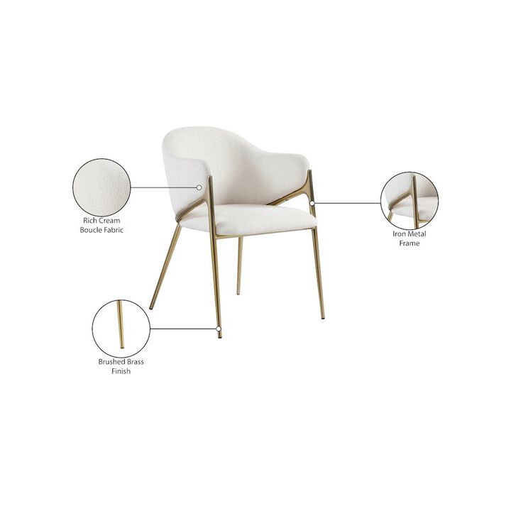 Meridian Furniture Nial Cream Boucle Fabric Dining Chair, Set of 2