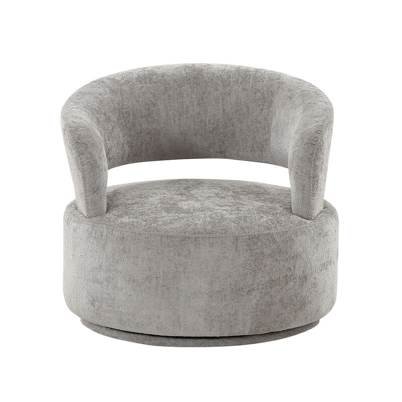 Pasargad Home Piagia Upholstered Swivel Base Barrel Chair, Ivory