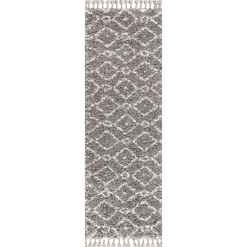 Mercer Shag Plush Tassel Moroccan Diamond Area Rug