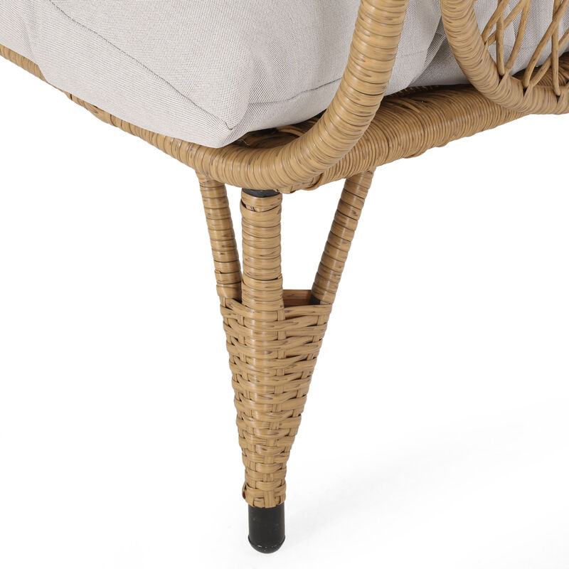 Merax Outdoor Wicker Standing Basket Chair with Cushion