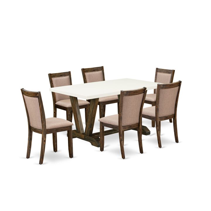 East West Furniture V726MZ716-7 7Pc Kitchen Set - Rectangular Table and 6 Parson Chairs - Multi-Color Color