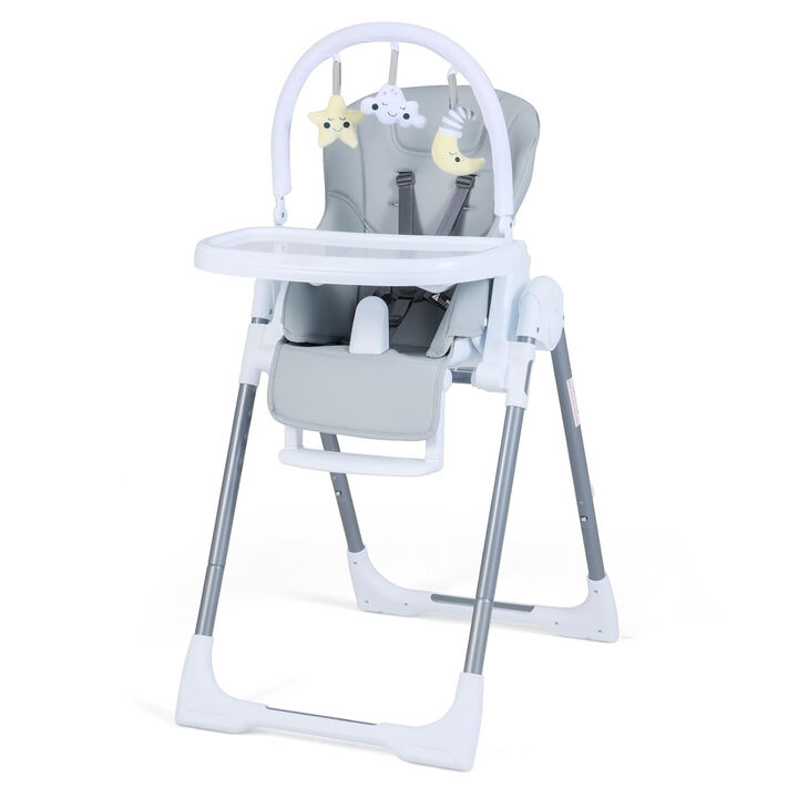 Compact Baby High Chair with Adjustable Height and Reclining Backrest