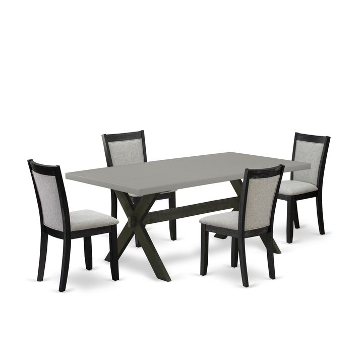 East West Furniture X697MZ606-5 5Pc Dining Room Set - Rectangular Table and 4 Parson Chairs - Multi-Color Color
