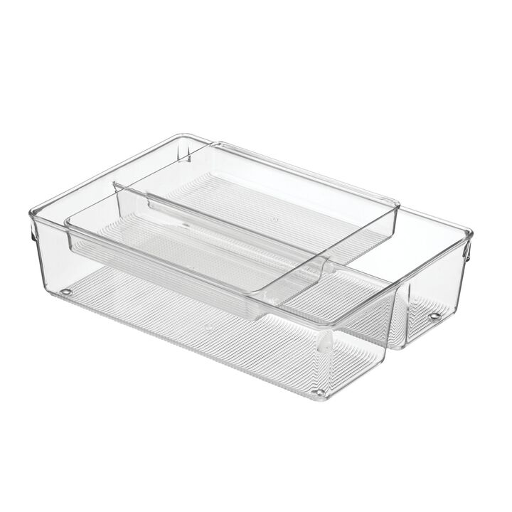 mDesign Plastic Stackable 2-Tier Kitchen Drawer Organizer Tray Bin