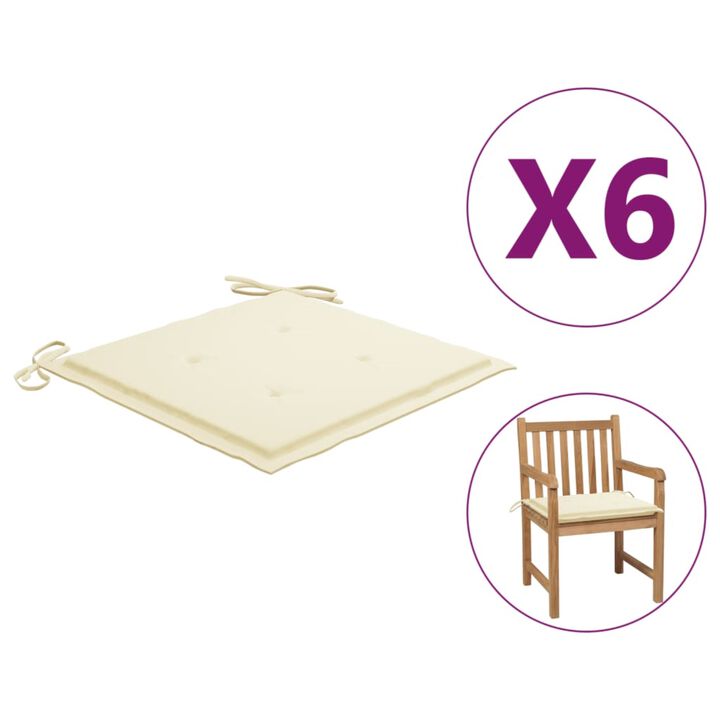 vidaXL Garden Chair Cushions 6 pcs Cream 19.7"x19.7"x1.6" Fabric