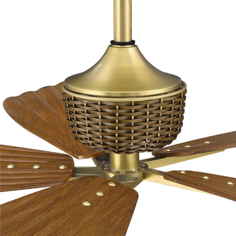 56" Tropical Brown Pleated Leaf Blades Reversible Ceiling Fan with Remote, No Light image number 7