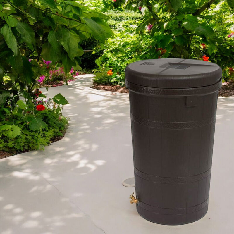 50-Gallon Outdoor Rain Barrel with Spigot for Water Conservation