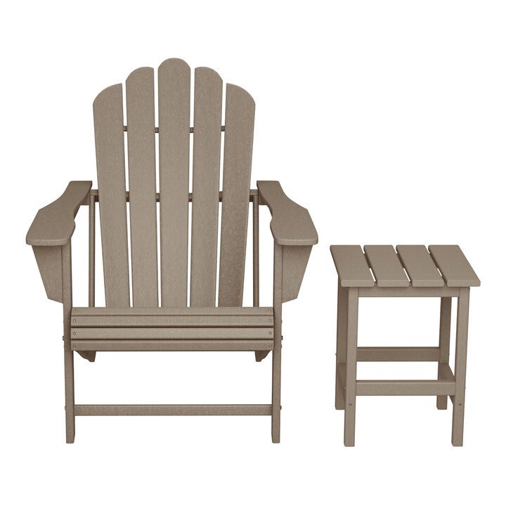 WestinTrends Outdoor Patio HDPE Adirondack Chair With Cup Holder and Table Set