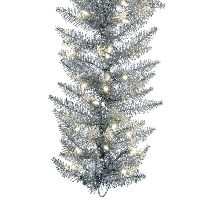 Vickerman 9' Sliver Artificial Christmas Garland - Warm White Dura-lit ILED Mini Lights - Faux Christmas Garland - Indoor Seasonal Home Decor - Garland for Mantle or Staircase image number 3