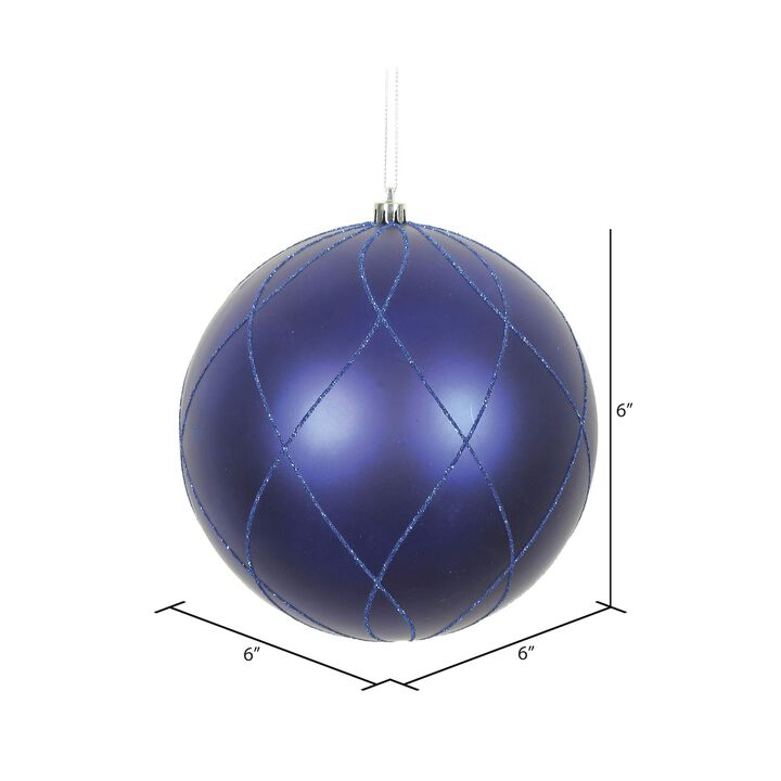 Cobalt Blue Matt Glit Swirl Ball 3/Bx