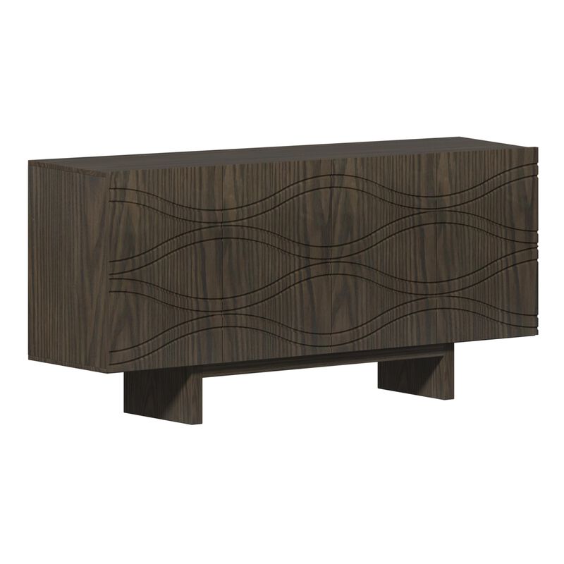 Clihome 63"Sideboard Buffet Cabinet,4 Door Console Cabinet with Adjustable Shelf,Cream Wave