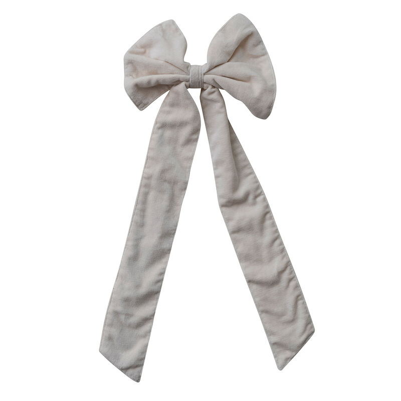 Cream Cotton Velvet Bow Clip with Iron Detail image number 0
