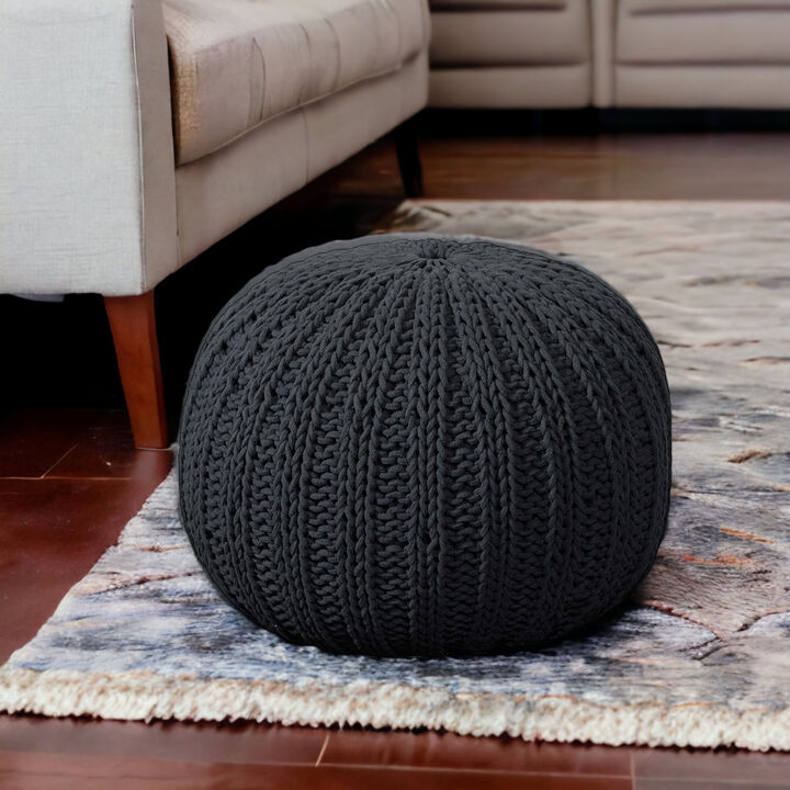 Stylish Round Pouf Ottoman – Soft Cotton Floor Cushion and Footrest