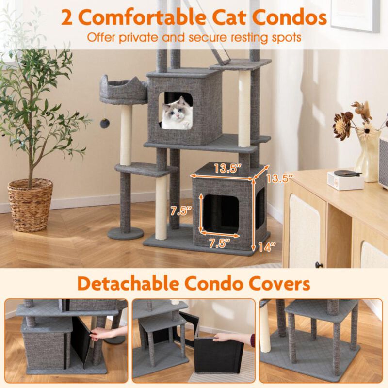 Hivvago 71 Inch Tall Cat Tree Multi-Level Large Cat Tower with Scratching Posts
