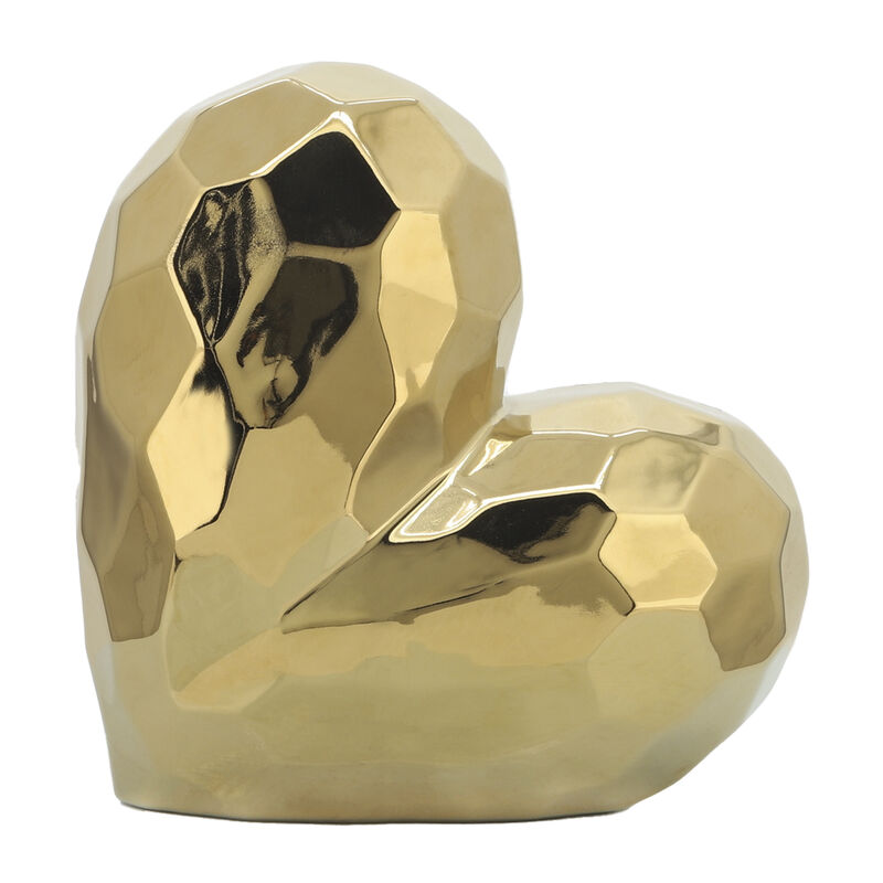 Gold Ceramic Heart Sculpture