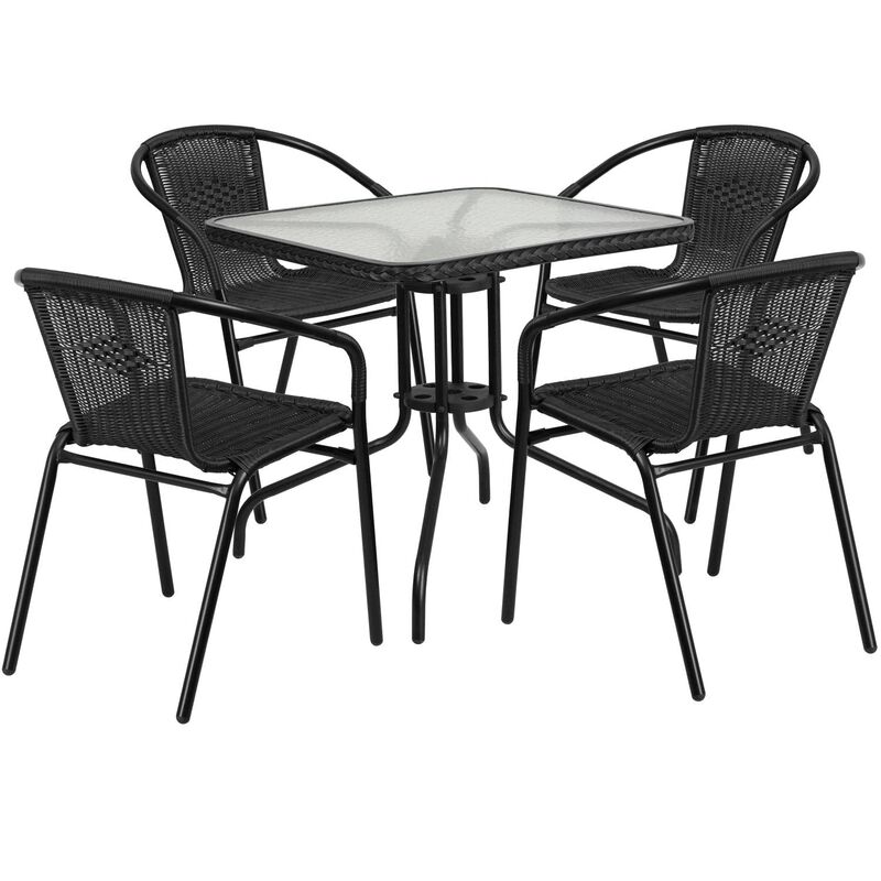 28SQ Brown Table Set w/Rattan image number 0