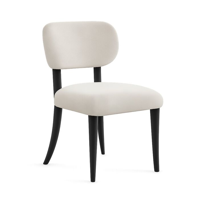 GOODSILO Set of 2 Fabric Upholstered Wooden Dining Chairs, Mid-Century Modern Farmhouse Style for Kitchen, Dining Room & Small Spaces