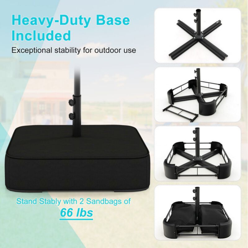 13 Feet Double-Sided Patio Twin Table Umbrella with Crank Handle image number 8