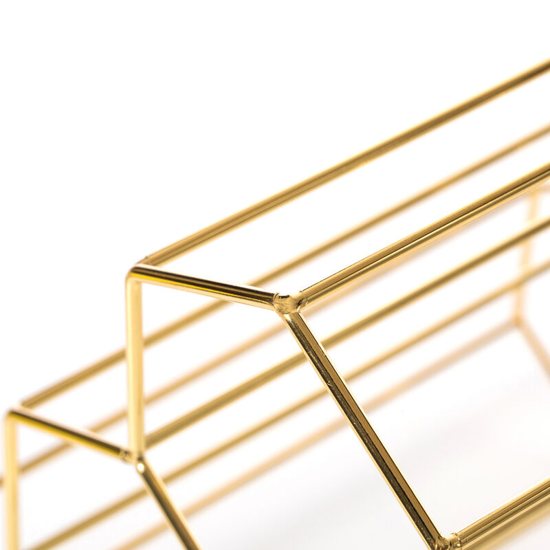 6 Bottle Gold Metal Modern Beehive Honeycomb Shape Countertop Wine Bottle Holder Rack Stand