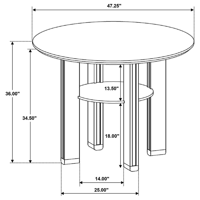 Clera Round Counter-Height Table, Open Shelf, Brown Rubberwood 47 Inch image number 7