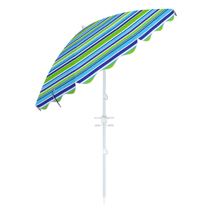 Outdoor 6.5 FT Beach Umbrella UPF 50+ with Sand Anchor for Beach Pool Patio
