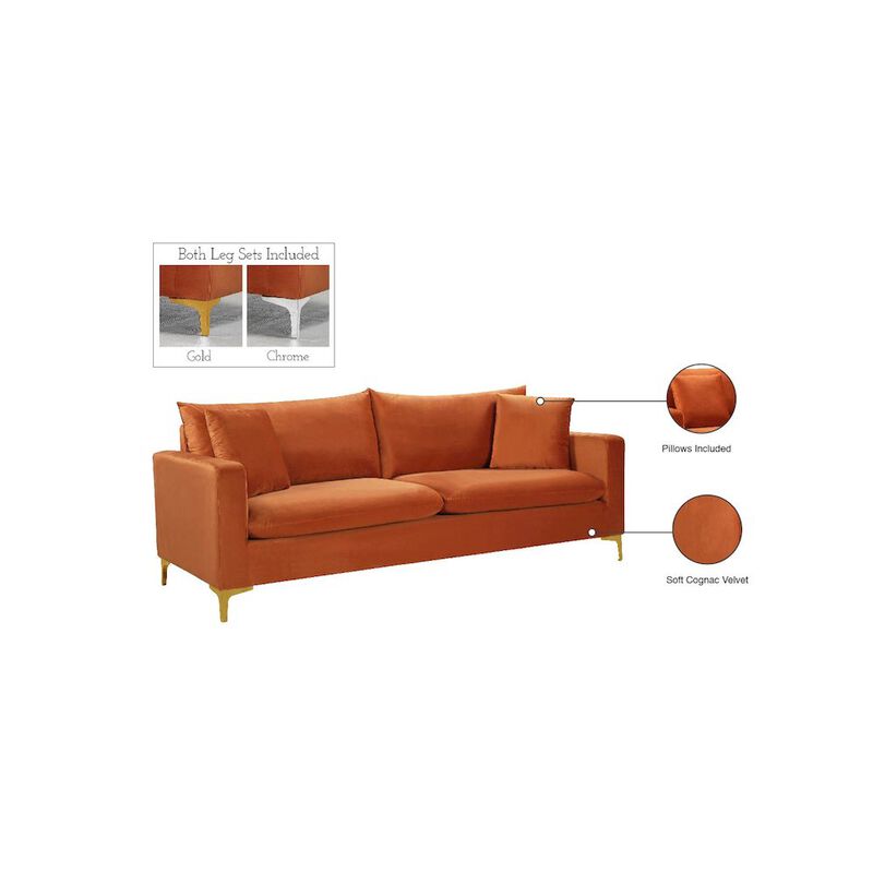 Meridian Furniture Naomi Cognac Velvet Sofa