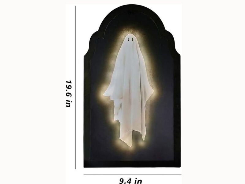 2025 Halloween Ghost Mirror – Large LED Hologram Wall Decor with Creepy Eyes for Kitchen