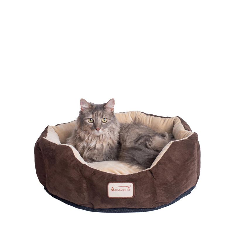 Armarkat Pet Bed With Polyfill In Beige & Mocha For Cats And Extra Small Dogs