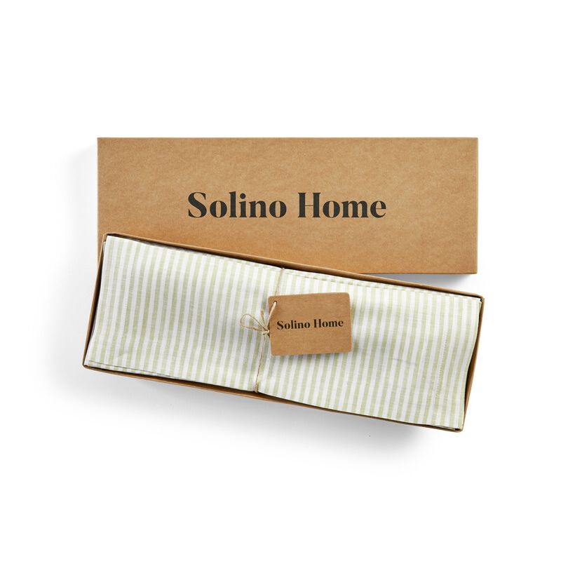 Solino Home 100% Pure Linen Placemats 14 x 19 Inch Set of 4 - Narrow Stripe image number 2