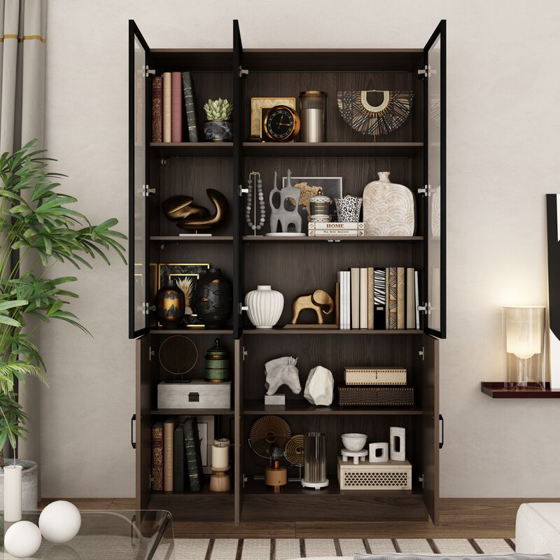 78.7'' H X 47.2'' W X 15.7'' D Glass Door Display Cases Bookcase With Adjustable Lighting