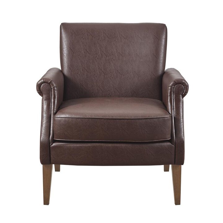 Belen Kox Faux Leather Accent Arm Chair, Brown, Belen Kox
