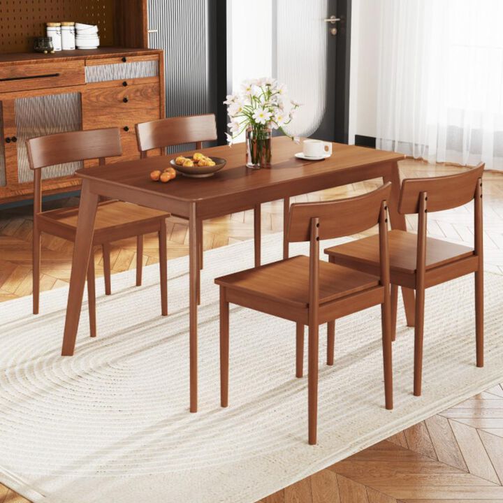 Hivvago 5 Piece Wood Dining Table Set with Rubber Wood Frame and 4 Chairs