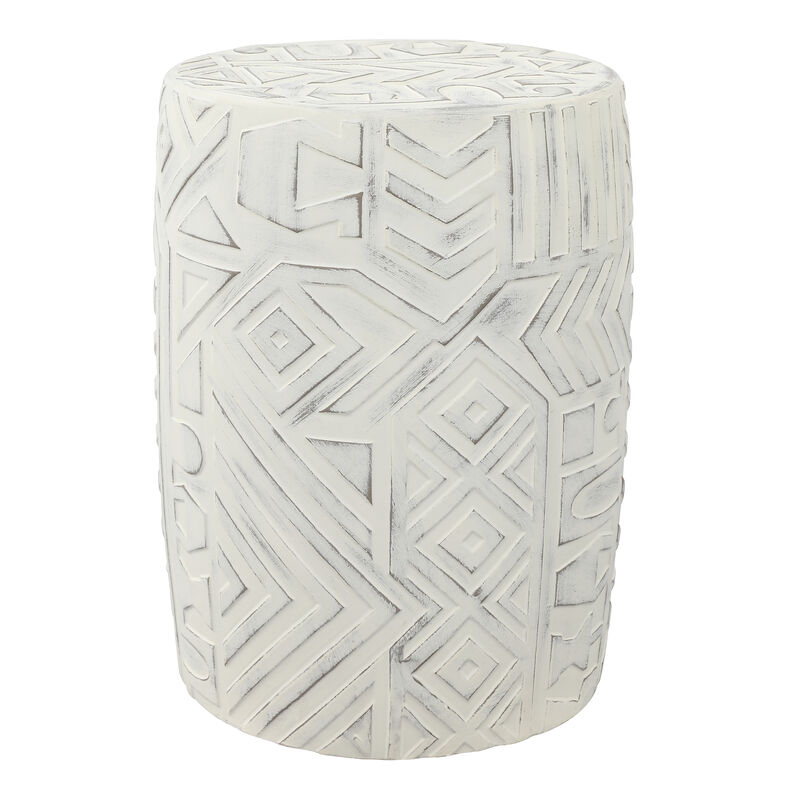 Rafi MidCentury Modern Geometric Drum Garden Stool