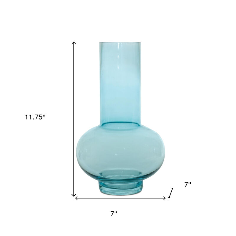 HomeRoots Set of Two Aqua Glass Round Table Vases image number 4
