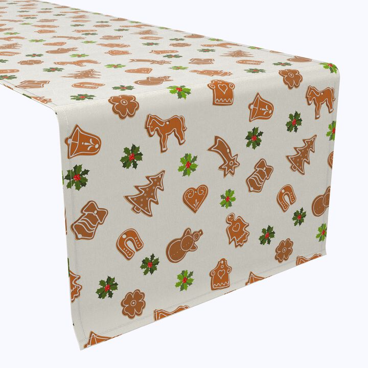 Fabric Textile Products, Inc. Table Runner, 100% Cotton, Gingerbread Cookies and Holly