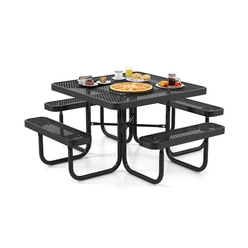 Square Picnic Table with Bench Seats and Umbrella Hole &ndash; Outdoor Dining Set image number 2