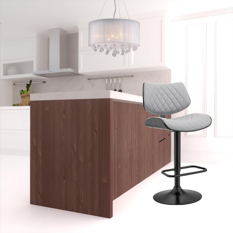 Hivvago 24 Inch Gray And Black Faux Leather And Iron Swivel Low Back Adjustable Height Bar Chair