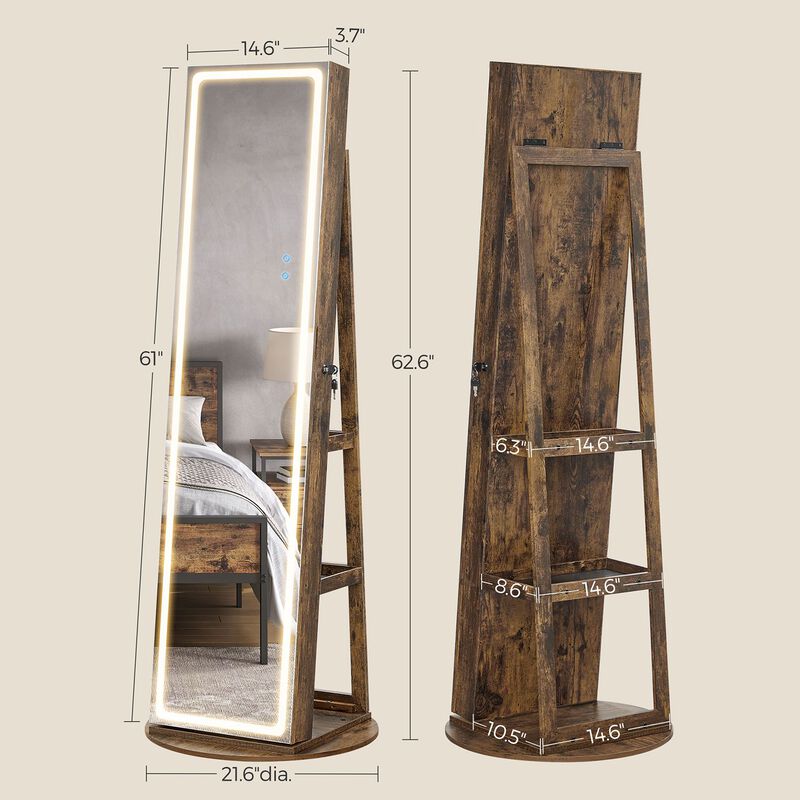 LED Mirror Jewelry Cabinet with Stand for Elegant and Functional Storage image number 5