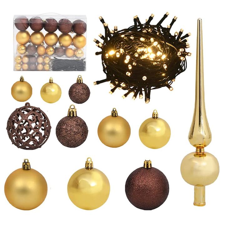 Christmas Ball Set Set of 61 Shiny gold, matte gold, bronze