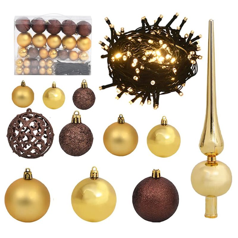 Christmas Ball Set Set of 61 Shiny gold, matte gold, bronze